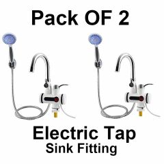 Instant Electric Tap Pack Of 2 Water Heater Sink Fitting With Shower Geyser Digital Display Head For Ktchen and Bathroom(HAM MALL APPLIANCES)